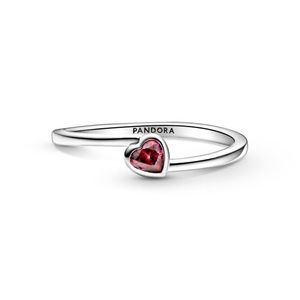 Pandora Red Tilted Heart Solitaire Ring Size 10
